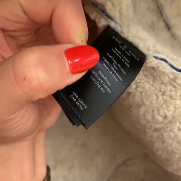 Rag & Bone Andrew Genuine Dyed Lamb Shearling Collar, Denim Jacket Size: Small - Picture 6 of 6